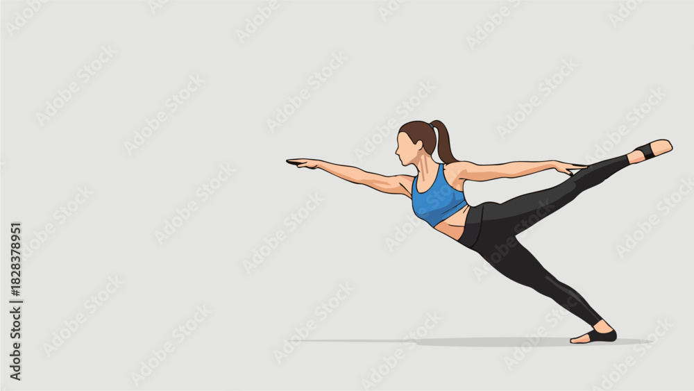 Fototapeta premium Woman Performing Handstand Yoga Pose Illustration Physical Fitness and Well being