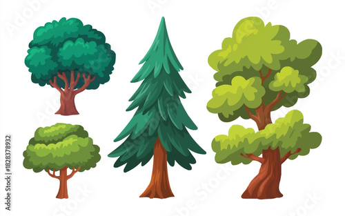 Whimsical forest trees collection for storybooks and nature scenes, perfect for adding a touch of magic and charm to your designs or children's projects