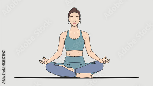 Serene Woman Meditating in Lotus Pose Practicing Yoga for Inner Peace and Mindfulness