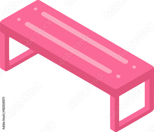 Long pink playground park bench kindergarten flat color vector illustration template design