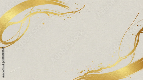 Golden Brush Art Background, Luxurious Japanese Style Texture, Abstract Gold Asian Design, Elegant Washi Style Backdrop