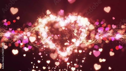 Heart love valentine day wedding anniversary abstract particles background loop