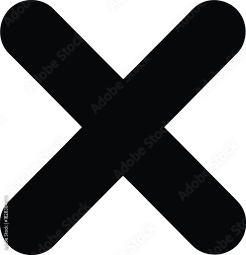 Black "x" mark symbol on white background