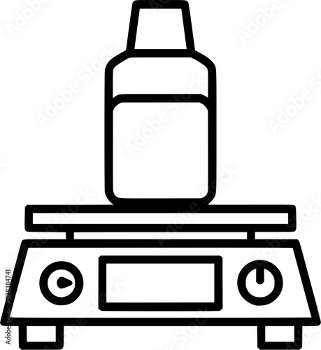Minimal Laboratory Magnetic Stirrer Icon with Bottle – Outline Style