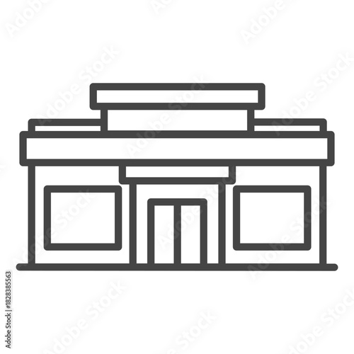 Storefront building outline icon, retail business exterior design isolated on white background, Vector