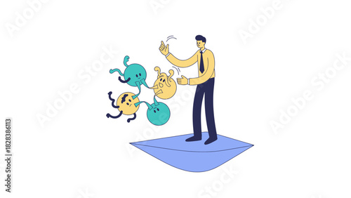 Project Manager Organizing and Resolving Complex Interconnected Dependencies in a System Illustration