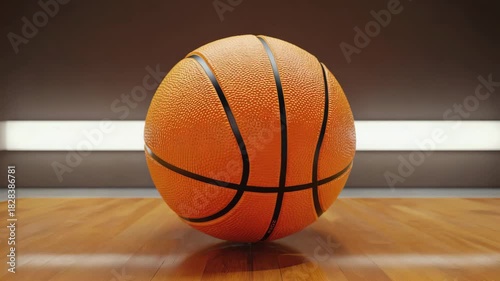 basketball on the floor rotating slow motion.ai 