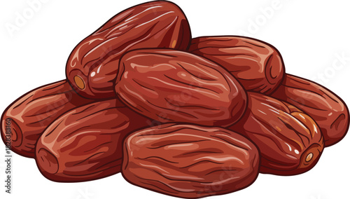 Illustration of a pile of delicious and healthy dates isolated on