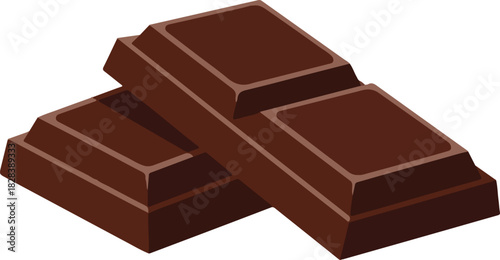 Two pieces of dark chocolate isolated on for dessert food