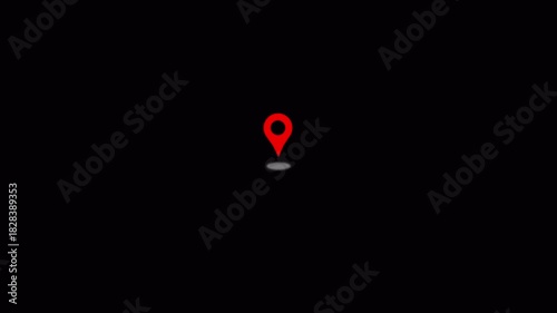 Location Pin Pointer on black Background 4K animation
