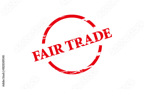 FAIR TRADE - Red Rubber Stamp with text FAIR TRADE
