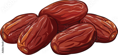 Pile of delicious and sweet dates isolated on vector art