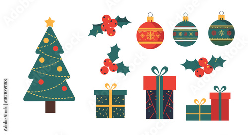 Festive Christmas cheer with decorative ornaments and gifts for joyful holiday designs, spreading seasonal warmth and creating a cozy winter atmosphere