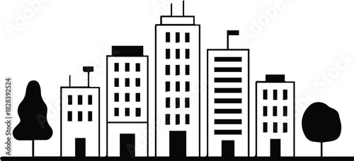 cityscape urban skyline outline vector for map poster and layout