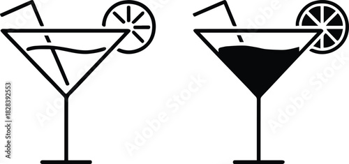 cocktail glass outline pair stemware icons