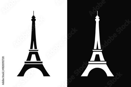 eiffel tower contrast negative space dual panel vector art