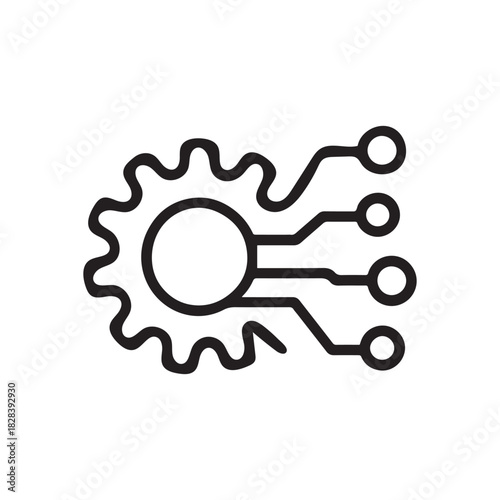 Gear with Circuit Board Connection Vector Illustration Symbolizes Technical Innovation and Engineering