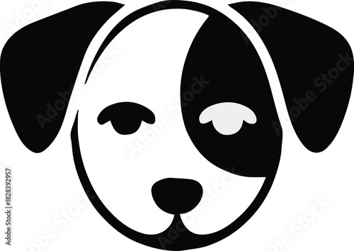 dog face badge geometric vector icon for animal care services