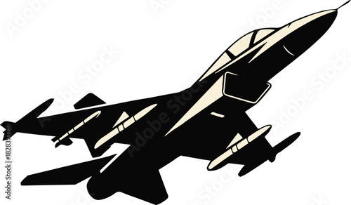 jet modern combat aircraft profile silhouette vector icon