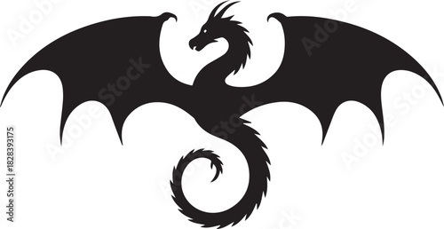 dragon silhouette vector heraldic crest emblem monogram design