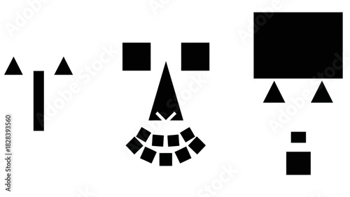 Abstract geometric black shapes face construction simple style vector illustration design
