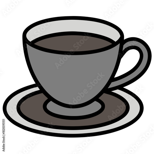 Cup of Tea on a Saucer in Vector Line Art