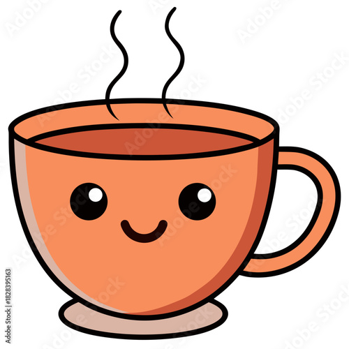 Cute Cartoon Masala Tea Cup with Steam Smiling