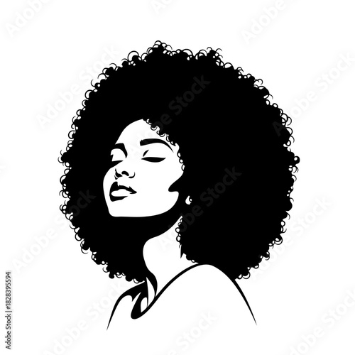 Beautiful afro woman silhouette vector