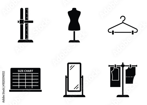 Sewing Tools Collection: Tailoring Equipment, Mannequin, Hanger, & More Icons