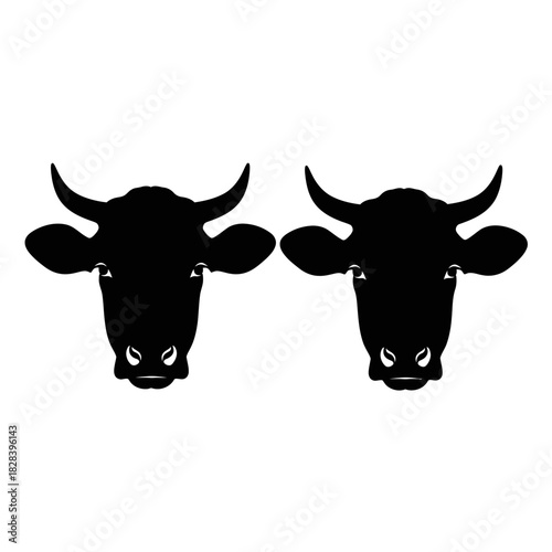 Cow head silhouette vector set