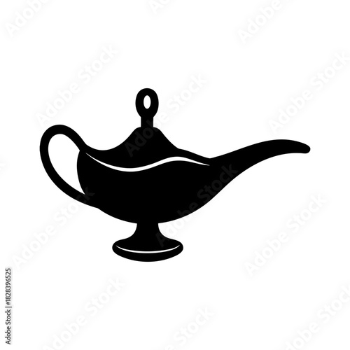 Aladdin Lamp Graphic Symbol Isolated on White.