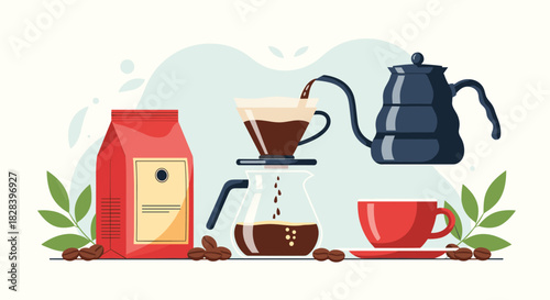 Pouring rich, aromatic coffee in a stylish setting, perfect for cafe menus, coffee shop branding, or morning routine inspiration.