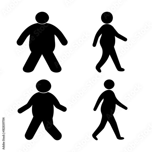 Human body types depicting weight change and healthy lifestyle concepts