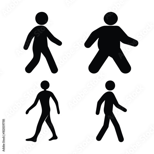 Human stick figures walking, illustrating body diversity icons