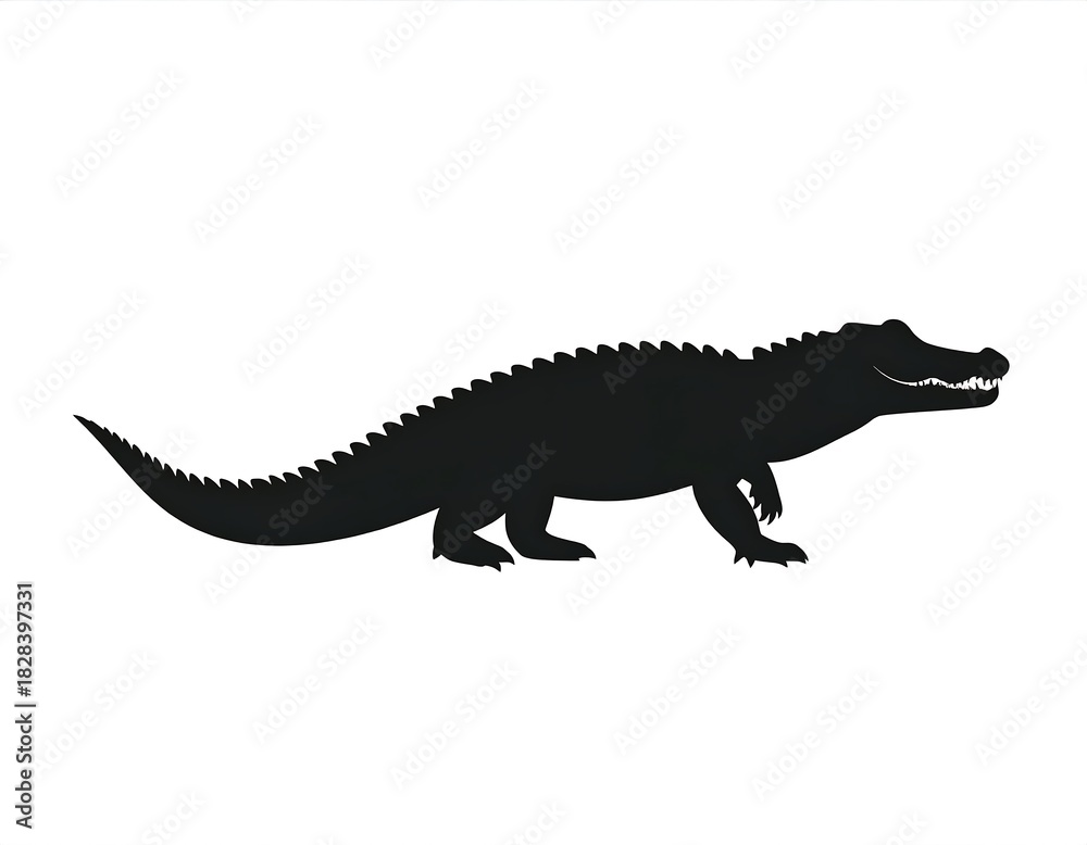 Fototapeta premium Silhouetted depiction of a crocodile's profile, showcasing its distinct scales, jaws, and powerful stance
