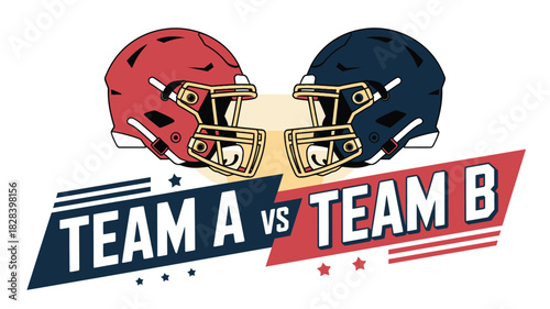 American Football Showdown Team A vs Team B Helmets, Ready for a Super Bowl Sunday FaceOff