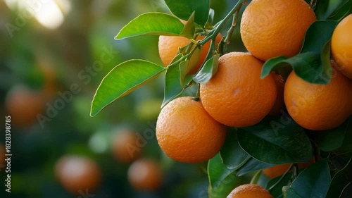 Wallpaper Mural Fresh orange orchard with ripe fruit, sunlight and green leaves in spring, vitamin c source video Torontodigital.ca
