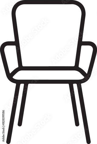 Modern black outline vector icon of a classic armchair suitable for home decor and office furnishing concepts