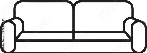 Outline vector icon of a two-seater sofa for comfortable home interior furnishing and living space