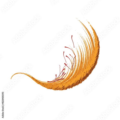 Softly Curving Golden Feather With Intricate Details and Textured Background