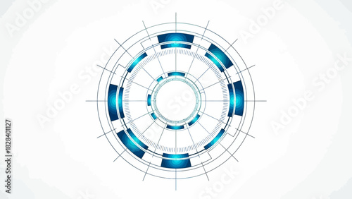 Abstract technology background with blue glowing circles vector illustration for digital interface design isolated on white