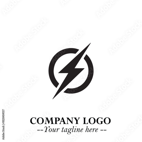 Sleek Electrical Logo Symbol on a Clean White Background for Modern Branding Design Elements Art