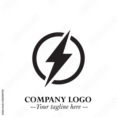 Sleek Electrical Logo Symbol on a Clean White Background for Modern Branding Design Elements Art