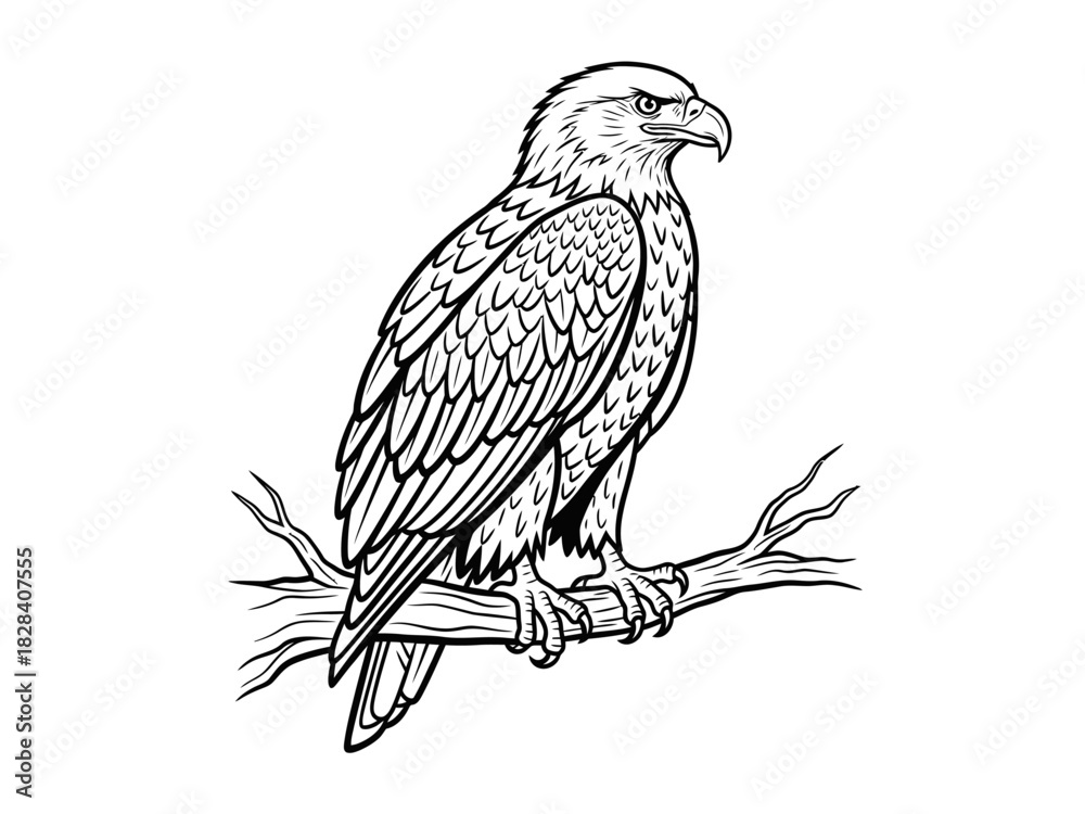 Fototapeta premium Detailed Eagle Vector Art Side Profile Vector Illustration, Scalable Design