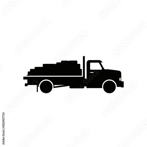 Loaded cargo truck silhouette icon