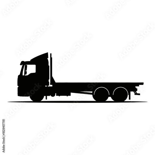 Flatbed truck silhouette vector
