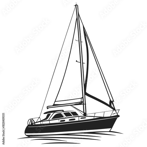 yacht silhouette vector illustration