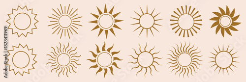 sunny sun sunlight solar heat weather icon set symbol vector eps 10