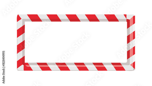 Candy Cane Border Frame with Red Stripes