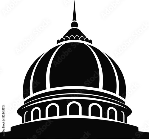 Black silhouette of a domed building with arches architecture structure